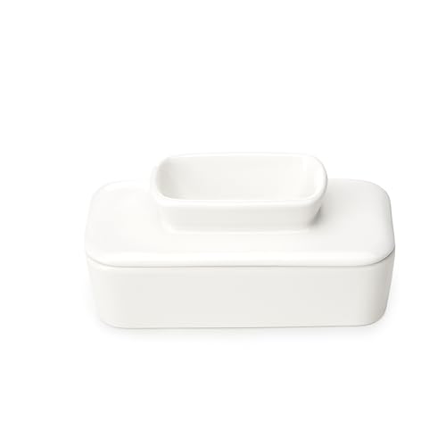 Sweese Porcelain Butterdose, Butterdose mit Wasser, perfekt für Ostküste und Westküste Butter - auszutauchen ohne Kühlung, Weiß East size von Sweese