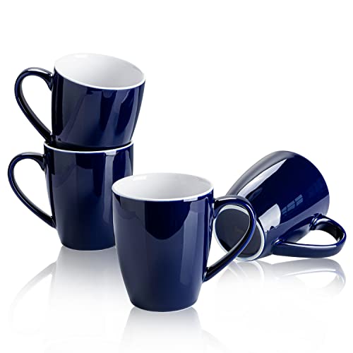 Sweese Porzellan-Kaffeetassen, 473 ml (von oben bis zum Rand) für Kaffee, Latte, Tee, Kakao, Marineblau, 4 Stück von Sweese