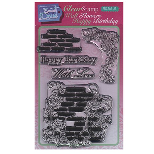 Sweet Dixie Mauerbluemchen Happy Birthday Durchsichtiges Stempelset, Synthetisches Material, 21 x 11 x 0.3 cm von Sweet Dixie