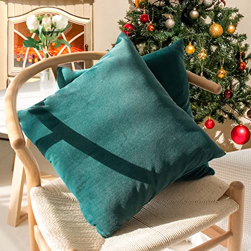 Kissenbezüge aus Samt,2er/Pack Dekokissenbezug (45 x 45 cm), Zierkissenbezug Kopfkissenbezug Kissenhülle für Sofa Wohnzimmer,Schlafsofa,Schlafzimmer mit Unsichtbarem Reißverschluss (Königliches Grün) von Sweet Forest