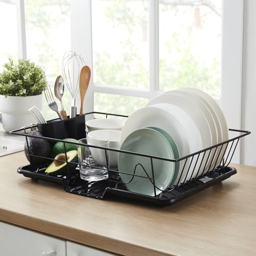3-teiliges Abtropfgestell Set - Kompaktes Abtropfgestell mit abnehmbarem Utensilienhalter & Abtropffläche für Küchenspüle oder Arbeitsplatte - Rostbeständiges, platzsparendes Geschirrgestell für 3-teiliges Abtropfgestell Set - Kompaktes Abtropfgestell mit abnehmbarem Utensilienhalter & Abtropffläche für Küchenspüle oder Arbeitsplatte - Rostbeständiges, platzsparendes Geschirrgestell für von Sweet Home Collection