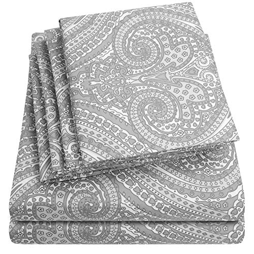 Sweet Home Collection Home 4-teiliges Bettwäscheset, tief geschnitten, ägyptische Qualität, Fadenzahl 1.500, Paisley Gray, King Size von Sweet Home Collection