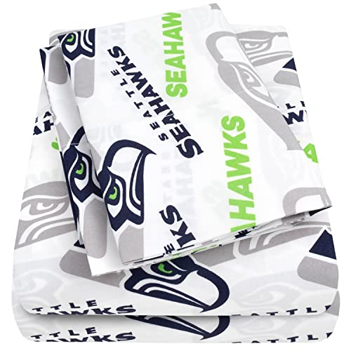 Sweet Home Collection NFL Bettlaken, offiziell lizenziert, luxuriös, weich, flach und Kissenbezug, Fußball-Sport-Bettwäsche-Set mit Teamdruck, Seattle Seahawks von Sweet Home Collection