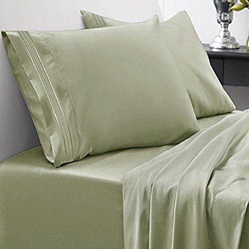 Sweet Home Collection 1500 Fadenzahl Ägyptische Qualität 4 Stück Deep Pocket Bed Sheet Set, Full, beige, graugrün, Queen von Sweet Home Collection