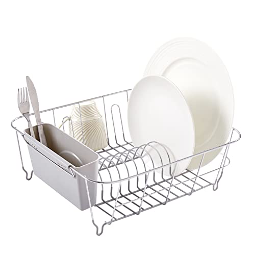 Sweet Home Collection 2-teiliges Abtropfgestell-Set mit Abtropfgestell und Utensilienhalter, einfach zu bedienen, passt in die meisten Waschbecken, 30,5 x 36,8 x 12,7 cm, silberfarben von Sweet Home Collection