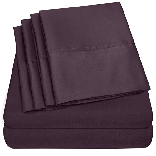 Sweet Home Collection 6 Piece Bed Sheets 1500 Thread Count Deep Pocket Fine Mikrofaser-Taschenset mit extra Kissenbezügen, violett, Queen von Sweet Home Collection