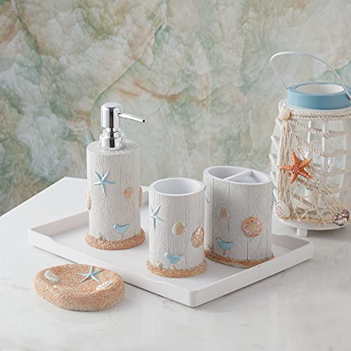 Sweet Home Collection Badezimmer-Accessoires, einzigartige Kollektionen, modern, klassisch Modernes dekoratives Design für Badewanne und Dusche, Harz, Ozean Stern, 4 Piece Set, 4 von Sweet Home Collection