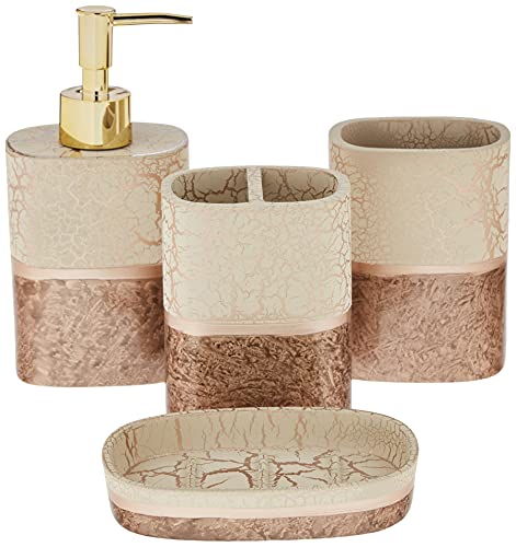 Sweet Home Collection Bathroom Accessories Collection Unique Decorative Beautiful Designs Bath Décor, 4 Piece Set, Parker von Sweet Home Collection