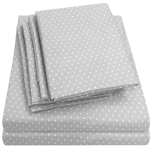 Sweet Home Collection Home 4-teiliges Bettwäscheset, tief geschnitten, ägyptische Qualität, Fadenzahl 1.500, Dot Gray, King Size von Sweet Home Collection