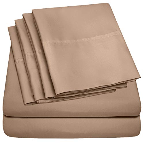 Cal King Size Bed Sheets - 6 Piece 1500 Supreme Collection Fine Brushed Microfiber Deep Pocket California King Sheet Set Bedding - 2 Extra Pillow Cases, Great Value, California King, Taupe von Sweet Home Collection