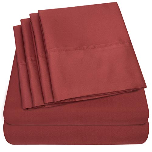 Kingsize-Bettlaken, 6-teilig, 1500 Supreme Collection, fein gebürstete Mikrofaser, Tiefe Tasche, Kingsize-Bett, 2 zusätzliche Kissenbezüge, tolles Preis-Leistungs-Verhältnis, Burgunderrot Kingsize-Bettlaken, 6-teilig, 1500 Supreme Collection, fein gebürstete Mikrofaser, Tiefe Tasche, Kingsize-Bett, 2 zusätzliche Kissenbezüge, tolles Preis-Leistungs-Verhältnis, Burgunderrot von Sweet Home Collection