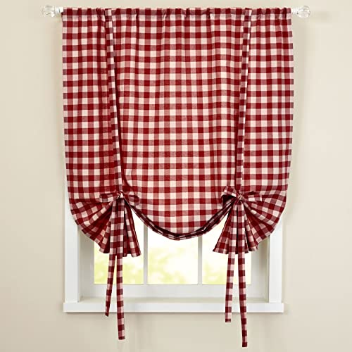 Sweet Home Collection Lampenschirm für Fenster, zum Festbinden, für Küche, Fenster, 213,4 cm, Büffelkariert, Burgunderrot von Sweet Home Collection