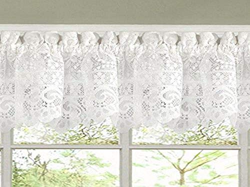 Sweet Home Collection Old World Style Floral Heavy Lace Kitchen Curtain Volant, Hopewell White von Sweet Home Collection