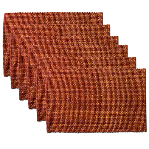 Sweet Home Collection P-MAT-169-RUS-6PK 100% Cotton Placemats for Dining Room Tables Rectangle Two Tone Weiches, strapazierfähiges Tischset aus gewebtem Stoff, 25,4 x 48,3 cm, Baumwolle, Rust von Sweet Home Collection