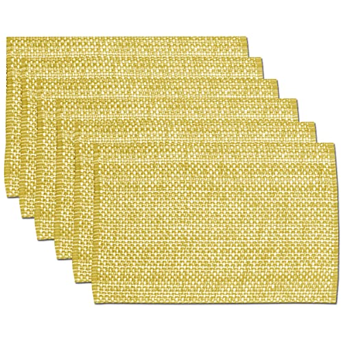 Sweet Home Collection P-MAT-267-GLD-6PK 100% Cotton Placemats for Dining Room Tables Rectangle Two Tone Weiches, strapazierfähiges Tischset aus gewebtem Stoff, 25,4 x 48,3 cm, Baumwolle, Gold von Sweet Home Collection