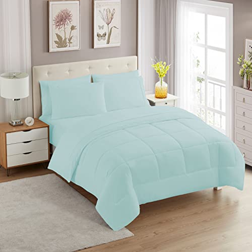 Sweet Home Collection Ultraweiches Daunen-Alternativ-Set und luxuriöse Bettlaken, Polyester, Aqua, Kingsize-Bett von Sweet Home Collection