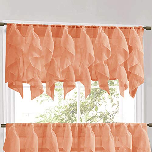 Sweet Home Collection Veritcal Küchenvorhang, durchsichtig, kaskadierend, Rüschen, Wasserfall-Fensterbehandlung, Volant, 61 cm oder 91,4 cm Teir, und Set, Spice Sweet Home Collection Veritcal Küchenvorhang, durchsichtig, kaskadierend, Rüschen, Wasserfall-Fensterbehandlung, Volant, 61 cm oder 91,4 cm Teir, und Set, Spice von Sweet Home Collection