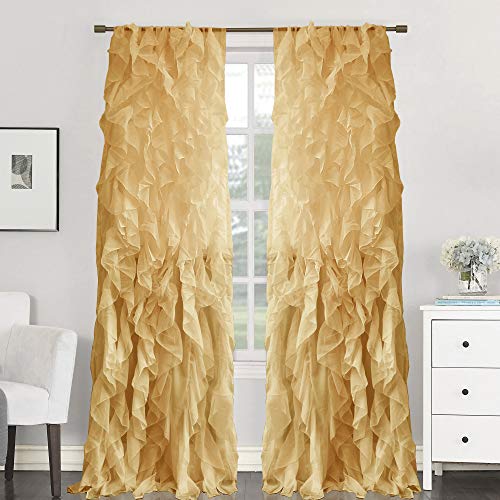 Sweet Home Collection Vorhang, Voile, vertikal, gerafft, 213 x 127 cm, 2 Stück. 84" x 50" Camel von Sweet Home Collection