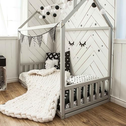 Sweet Home From Wood Hausbett im Montessori-Stil aus Holz (Grau, 190x90cm) von Sweet Home From Wood
