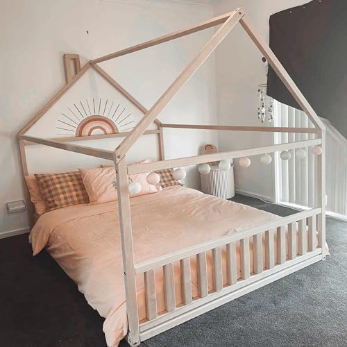 Sweet Home From Wood Hausbett im Montessori-Stil aus Holz (Kiefernholz, 200x150cm) von Sweet Home From Wood