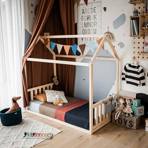 Sweet Home From Wood Hausbett im Montessori-Stil aus Holz (Kiefernholz, 200x90cm) von Sweet Home From Wood