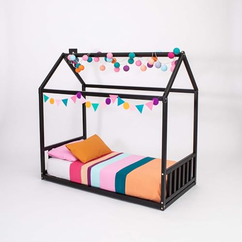 Sweet Home From Wood Hausbett im Montessori-Stil aus Holz (Schwarz, 200x150cm) von Sweet Home From Wood