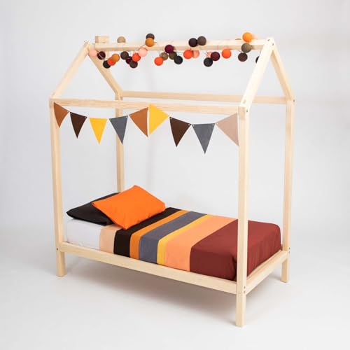 Sweet Home From Wood Hausbettrahmen im Montessori-Stil, Massivholzbettrahmen (Kiefernholz, 200x90cm) von Sweet Home From Wood