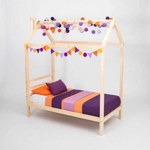 Sweet Home From Wood Hausförmiger Bettrahmen für Kinder, Bettrahmen aus Massivholz, Kinderbettrahmen (Kiefernholz, 160x70cm) von Sweet Home From Wood