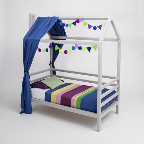 Sweet Home From Wood Jugendbett, Hausbett, Massivholzbett, Bettgestell (Grau, 200x120cm) von Sweet Home From Wood