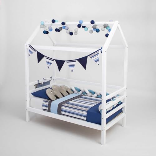 Sweet Home From Wood Jugendbett, Hausbett, Massivholzbett, Bettgestell (Weiß, 190x120cm) von Sweet Home From Wood