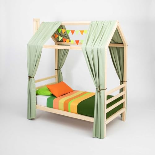Sweet Home From Wood Montessori Kinderzimmer Möbel, Juniorbett mit Rausfallschutz, Kinderbett Holz (Birkenholz, 200x140cm) von Sweet Home From Wood