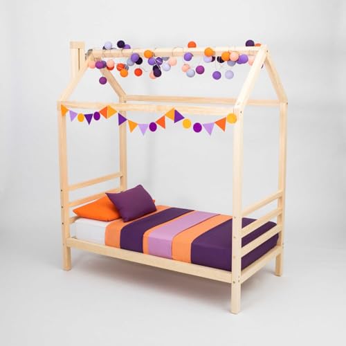Sweet Home From Wood Montessori Kinderzimmer Möbel, Juniorbett mit Rausfallschutz, Kinderbett Holz (Kiefernholz, 190x135cm) von Sweet Home From Wood