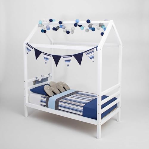 Sweet Home From Wood Montessori Kinderzimmer Möbel, Juniorbett mit Rausfallschutz, Kinderbett Holz (Schwarz, 190x135cm) von Sweet Home From Wood