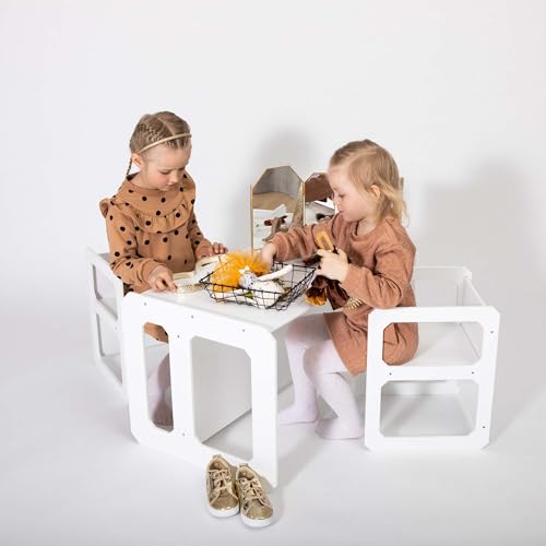 Sweet Home From Wood Spieltisch-Set aus Holz, für Kleinkinder, für Vorschul-Lerntisch, Entwöhnungstisch, Kinderspieltisch (weiß) von Sweet Home From Wood