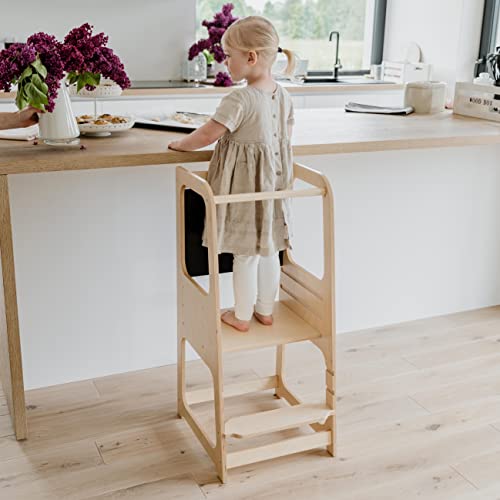 Montessori-Lernturm - Küchenhelfer für Kinder & Kleinkinder - Kinderhocker mit Verstellbarer Treppe für Arbeitsplatte & Tisch - Rausfallschutz - Nachhaltige Produkte von Sweet Home from wood