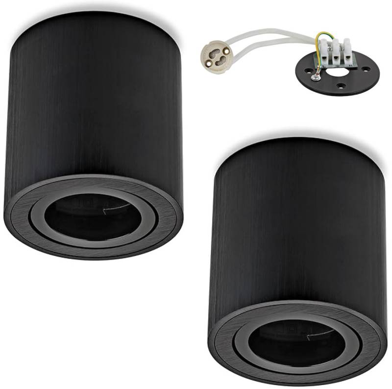 Sweet LED Aufbauleuchte 2er Set rund schwenkbar GU10 schwarz gebürstet Aluminium 230V, ohne Leuchtmittel, Aufbaustrahler LED, Aufbauspot, Deckenstrahler von Sweet LED