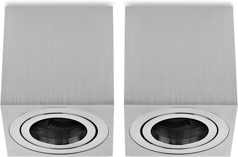 Sweet LED Aufbauleuchte 2 stück eckig GU10 Aluminium deckenspots schwenkbar, ohne Leuchtmittel, Aluminium, Aufbaustrahler LED, Aufbauspot, Deckenstrahler von Sweet LED
