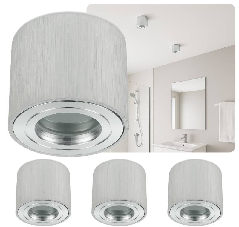 Sweet LED Aufbauleuchte 4er Set für Bad & Küche IP44 schwenkbar Aluminium 230V flach, ohne Leuchtmittel, Aufbaustrahler LED, Aufbauspot, Deckenstrahler von Sweet LED