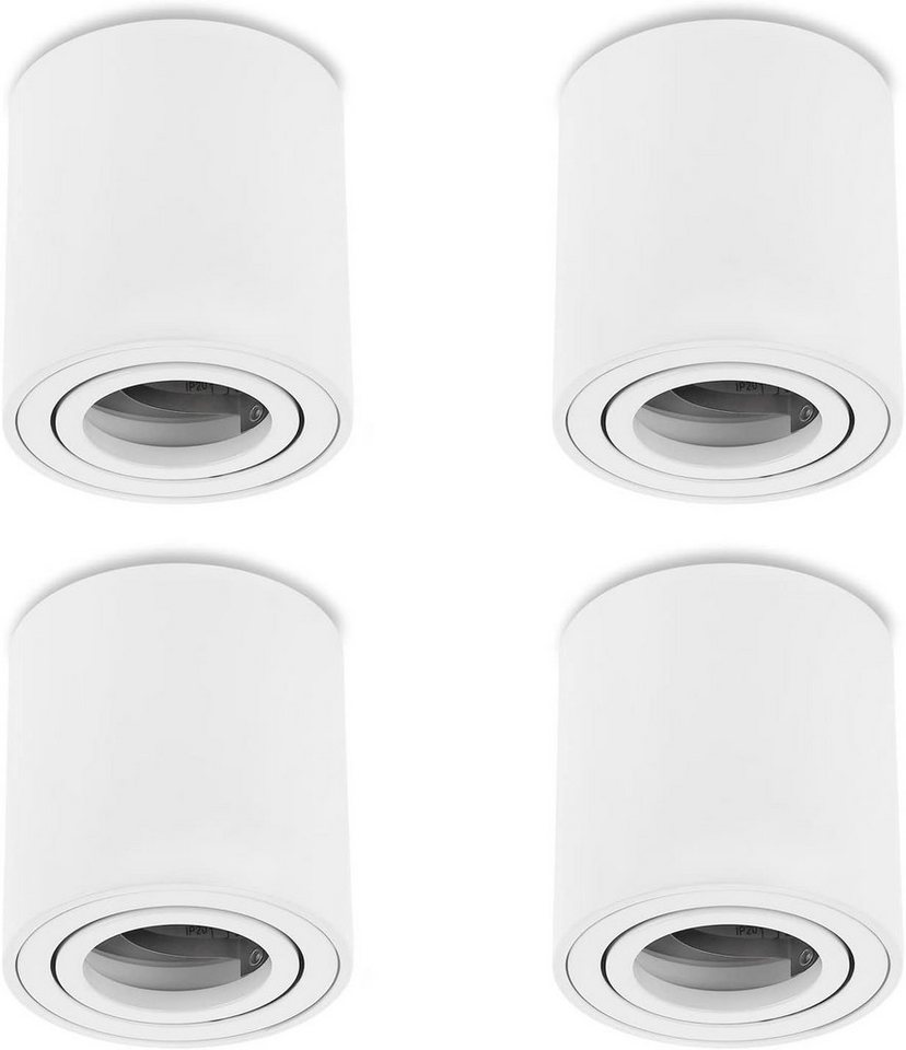 Sweet LED Aufbauleuchte 4 stück GU10 rund weiß Aluminium schwenkbar deckenspots 230V, ohne Leuchtmittel, Aufbaustrahler LED, Aufbauspot, Deckenstrahler von Sweet LED