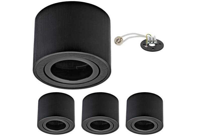 Sweet LED Aufbauleuchte 4er Set Aufbauspots flach 50mm Aluminium 230V schwarz, Aufbaustrahler LED, Aufbauspot, Deckenstrahler von Sweet LED