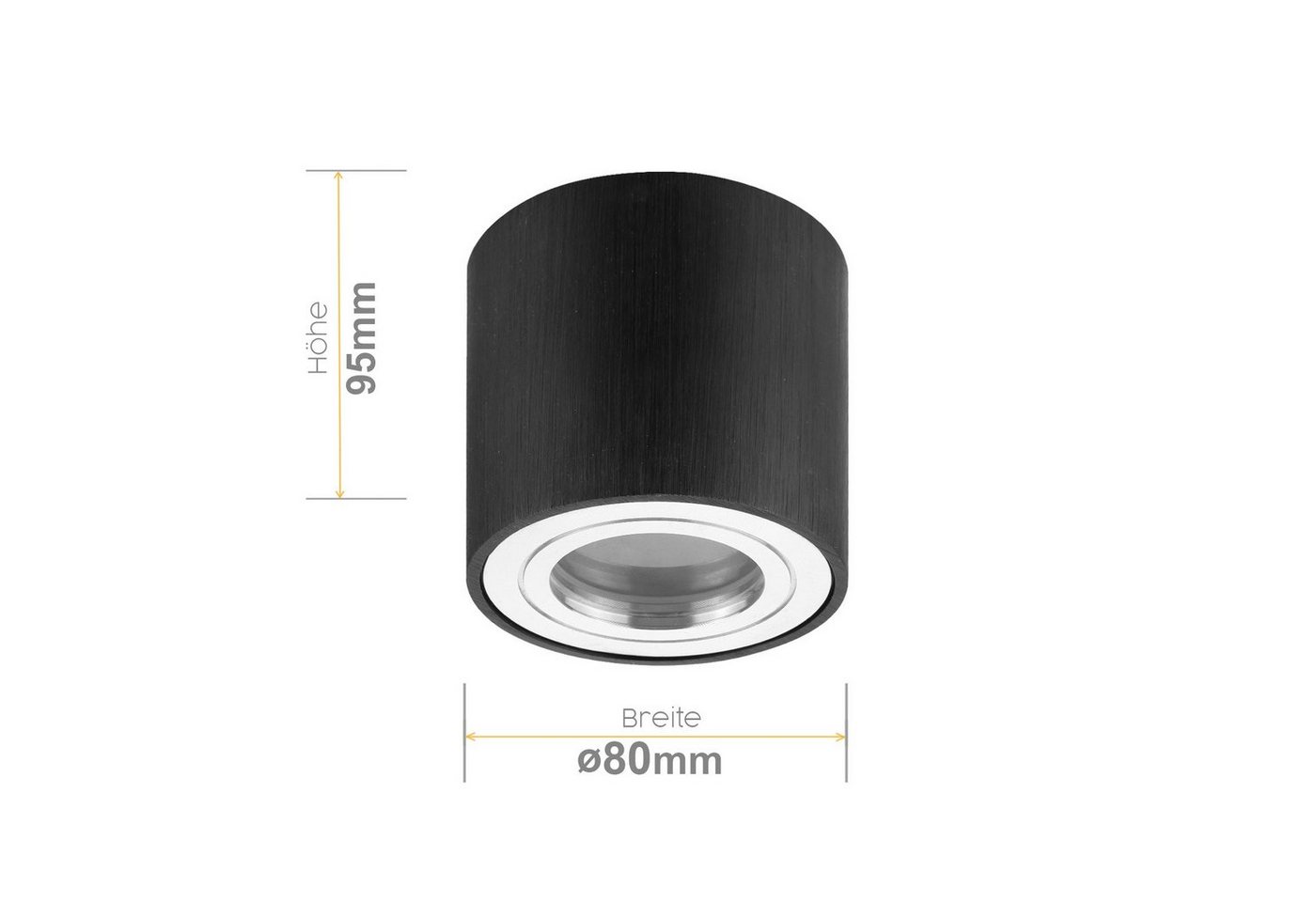 Sweet LED Aufbauleuchte Bad IP44 GU10 Aluminium schwarz chrom deckenspot badezimmer, ohne Leuchtmittel, Aufbaustrahler LED, Aufbauspot von Sweet LED