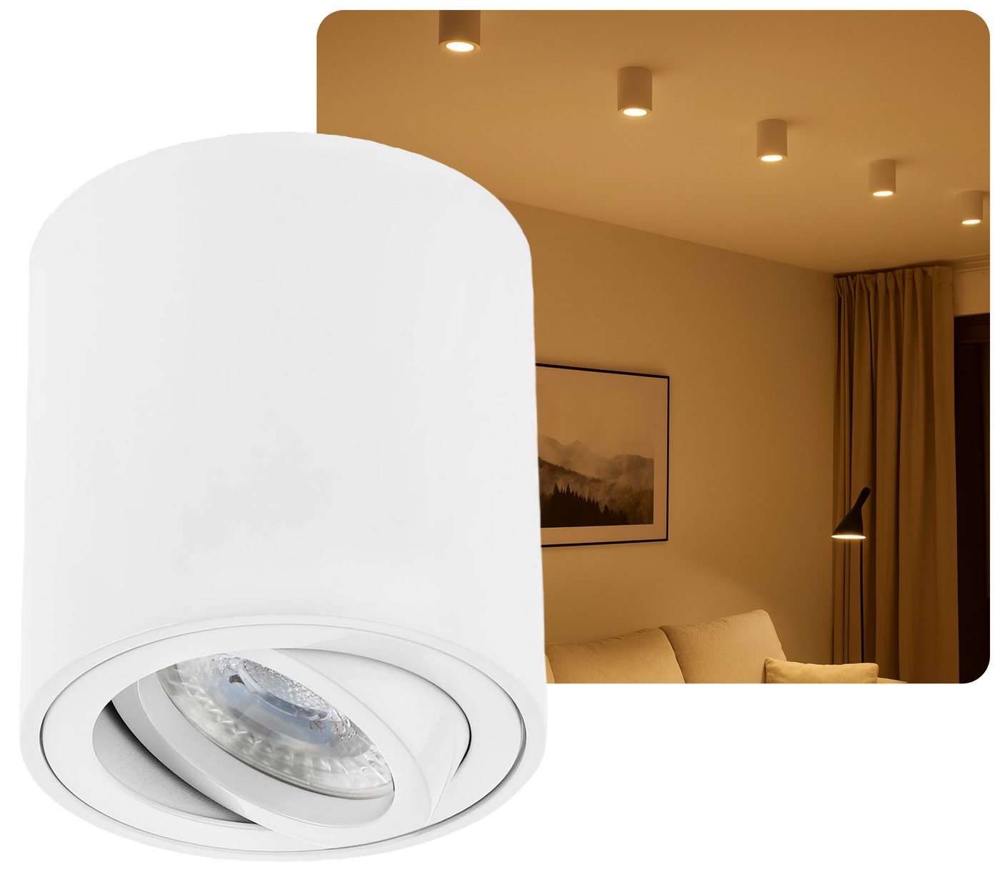 Sweet LED LED Deckenspots spot weiß Aufbauspot GU10 7W Aluminium Deckenspots 230V, Leuchtmittel wechselbar, Warmweiß, Deckenaufbauleuchte, Aufbaustrahler, Deckenspot von Sweet LED