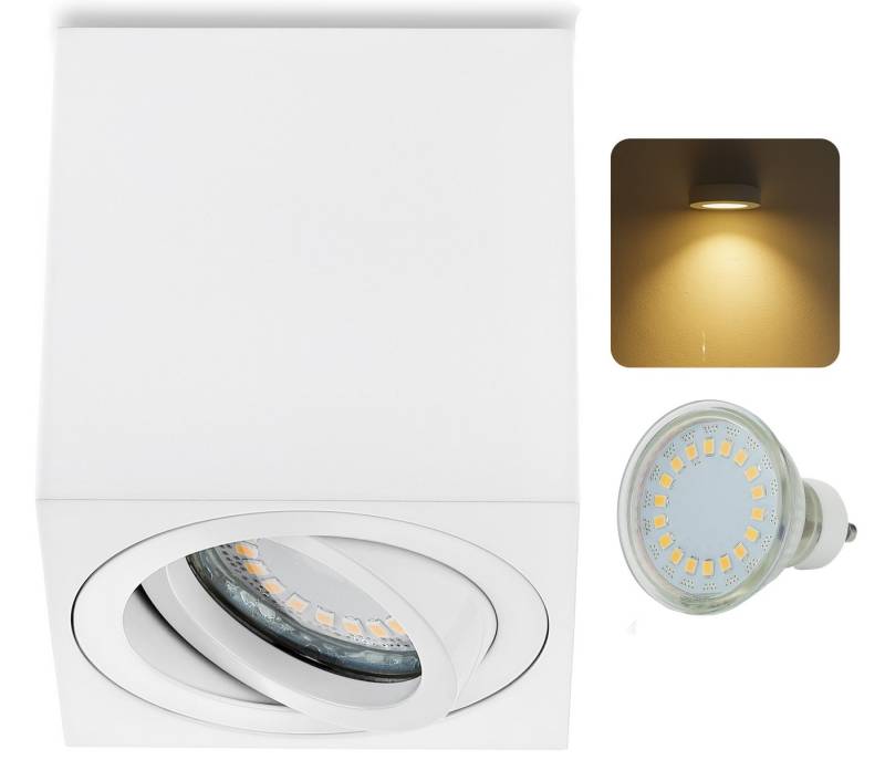 Sweet LED LED Deckenspots spot weiß eckig Aufbauspot GU10 5W Aluminium Deckenspots, Warmweiß, Deckenaufbauleuchte, Aufbaustrahler, Deckenspot von Sweet LED
