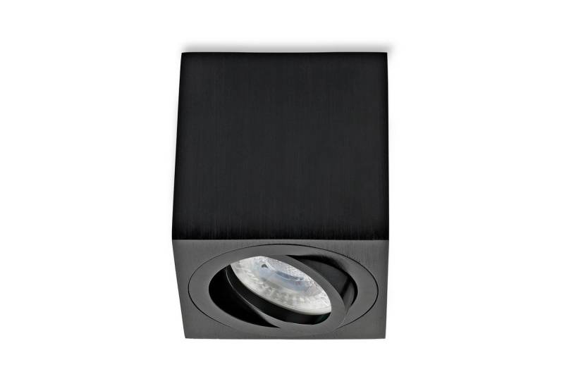 Sweet LED LED Aufbaustrahler eckig Aluminium inkl 7W GU10 LED dimmbar & schwenkbar Deckenstrahler, Dimmfunktion, Leuchtmittel wechselbar, Warmweiß, Deckenaufbauleuchte, Aufbauspot, schwenkbar von Sweet LED