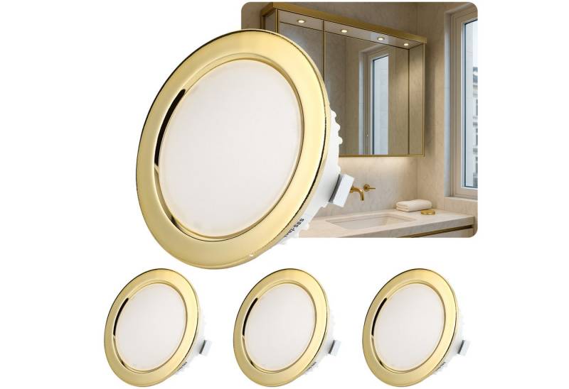 Sweet LED LED Einbaustrahler 4er Set 3,5 W Möbelleuchten IP44 Gold 12V, LED fest integriert, 6500K - kaltweiß, Deckenspots, Deckenstrahler, Möbeleinbaustrahler Sweet LED LED Einbaustrahler 4er Set 3,5 W Möbelleuchten IP44 Gold 12V, LED fest integriert, 6500K - kaltweiß, Deckenspots, Deckenstrahler, Möbeleinbaustrahler von Sweet LED