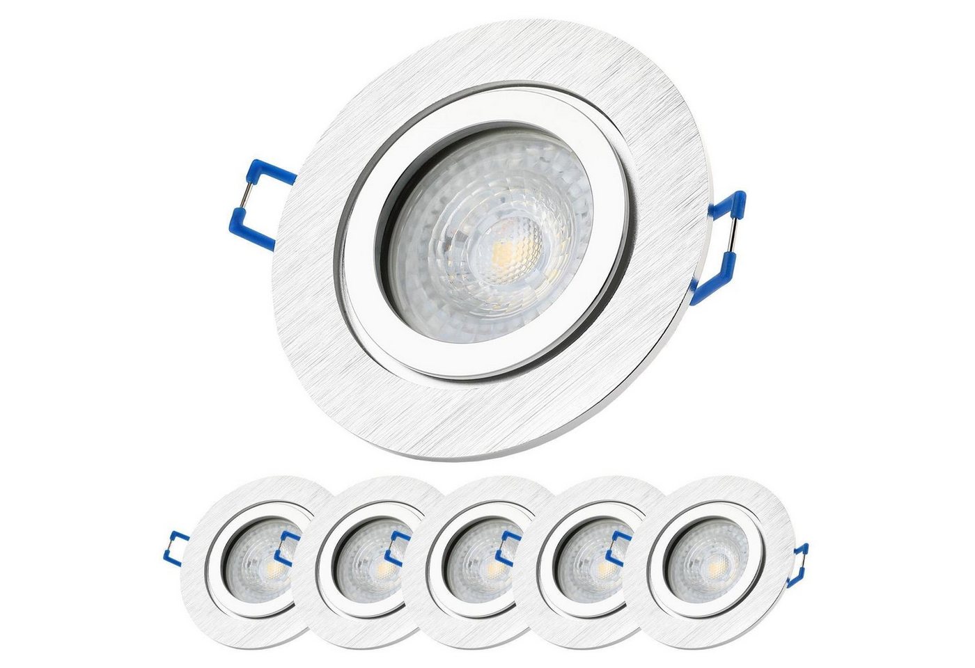 Sweet LED LED Einbaustrahler spots Bad Aluminium IP44 badezimmer GU10 7W 6 stück, Leuchtmittel wechselbar, 3000K - warmweiß, Deckenspots, Deckenstrahler,Einbauleuchten von Sweet LED
