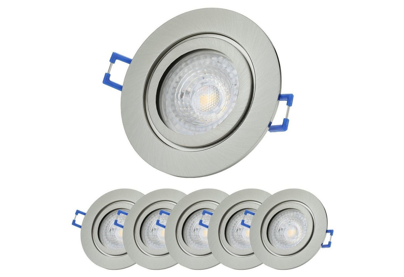 Sweet LED LED Einbaustrahler spots Bad Aluminium chrom gebürstet IP44 badezimmer GU10 7W 6 stück, LED fest integriert, Deckenspots, Deckenstrahler,Einbauleuchten von Sweet LED