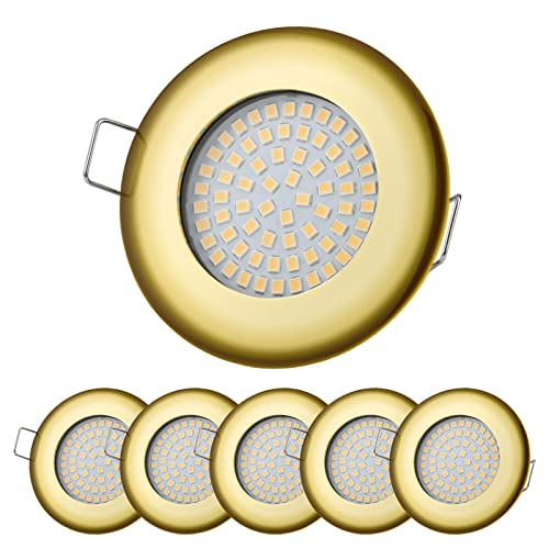 Sweet Led Einbaustrahler flach 6x Spot aus Metall - Deckenspot 3,5W mit 330lm Leuchten 230V Einbauspots, LED Einbauleuchten für Decke (Rund, Goldfarbig, Warmweiss) von Sweet Led