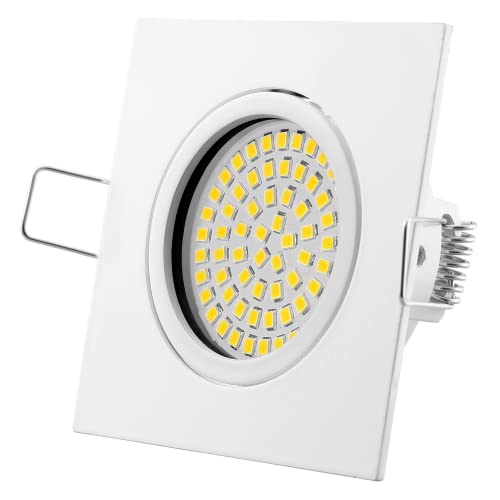 Sweet Led - LED Einbaustrahler 230V dimmbar flach - Deckenspots 5W 420lm - Einbaustrahler dimmbar - LED Spots dimmbar schwenkbar | Eckig - Farbe: Weiß, warmweiß von Sweet Led