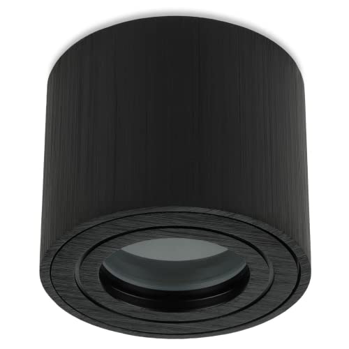 Sweet Led Deckenstrahler IP44 - LED Aufbauleuchte - Deckenspot - Deckenlampe - Aufbaustrahler 230V - Aufputzstrahler Decke - Spotleuchte - Deckenstrahler - Aufputz Spot - schwarz, rund von Sweet Led